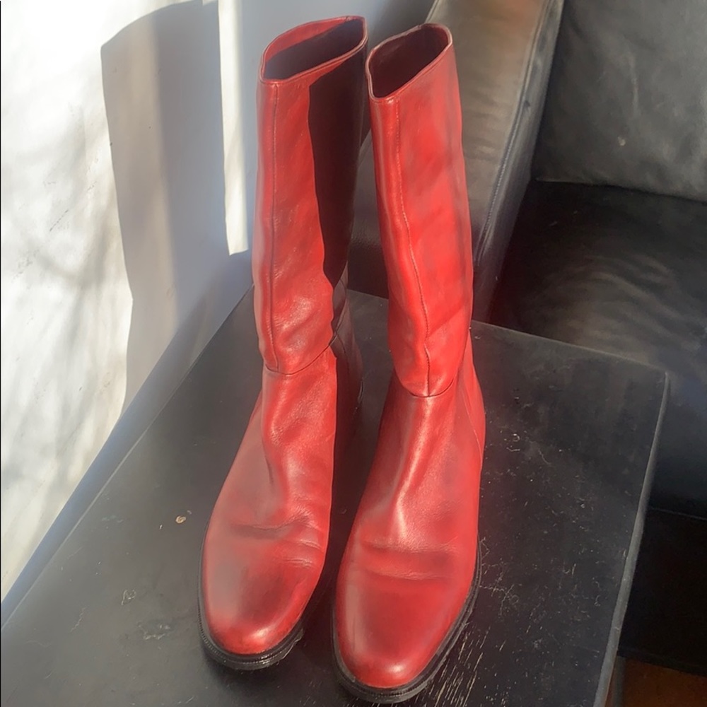 Red Leather Brazilian Mid Calf Boot